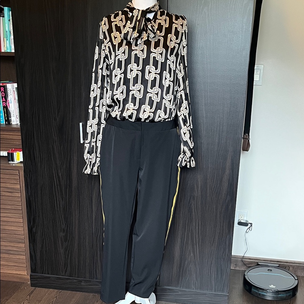 Worthington Black Track Pants with Yellow Stripe